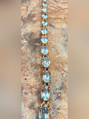 16 CTW AAA Swiss Blue Topaz 18K Gold Plated 7.25” Bracelet